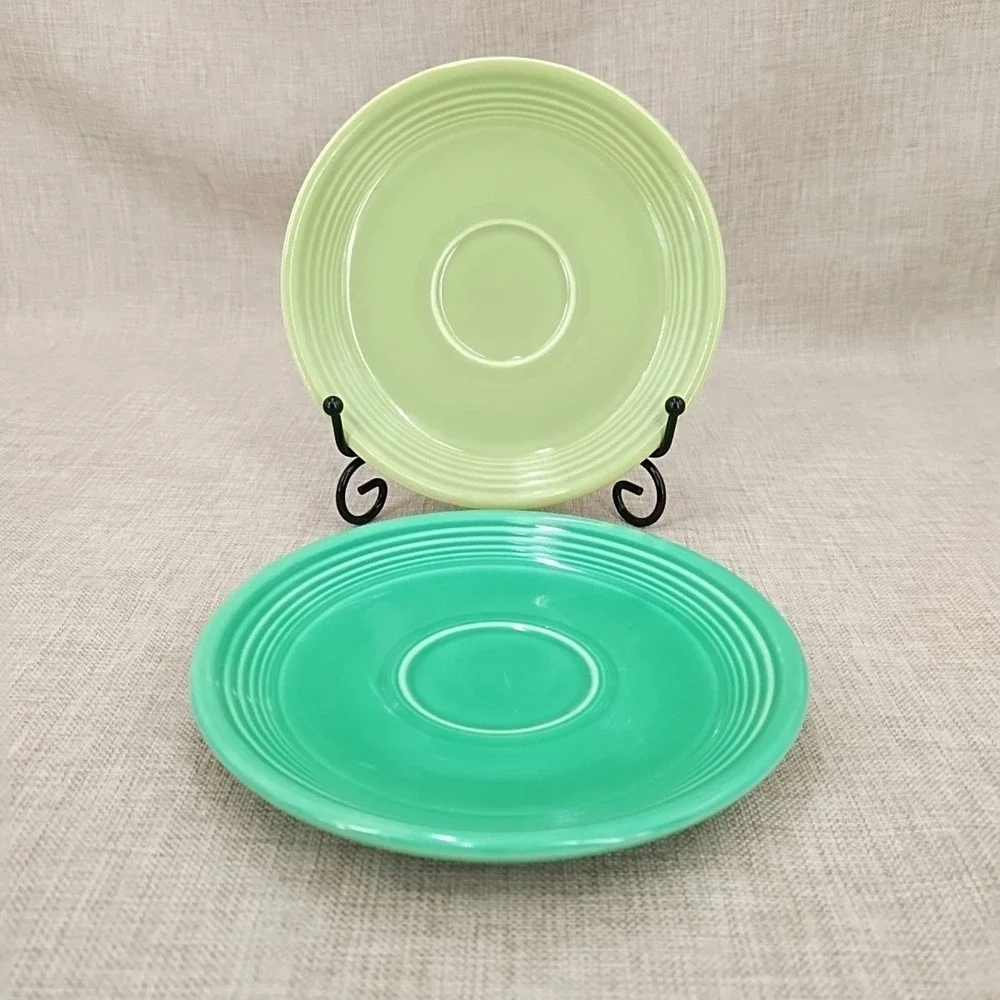 Vintage Pre 1972 Fiesta Light Green Chartreuse Saucers Lot of 2 Fiestaware VG
